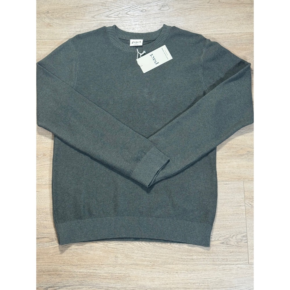 Pact Mens Organic Cotton Crewneck Sweater Dark Green Long Sleeve Knit Size M NWT